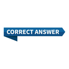 Correct Answer Blue Rectangle Ribbon Shape For Information Correct And Fact Announcement
