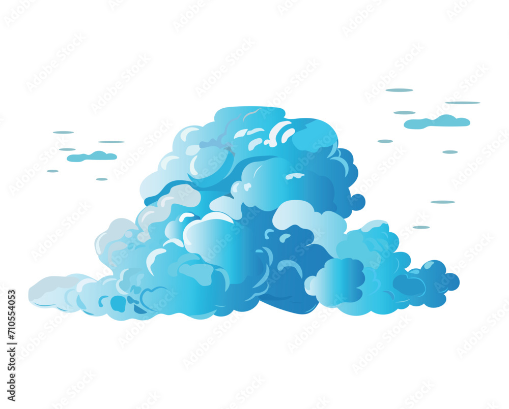 Poster clouds of colorful set. the cartoon design displayed against a clean white backdrop is a delightful 