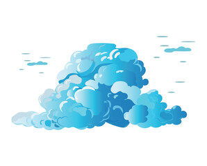 Clouds of colorful set. The cartoon design displayed against a clean white backdrop is a delightful fusion of creativity and charm. Vector illustration.