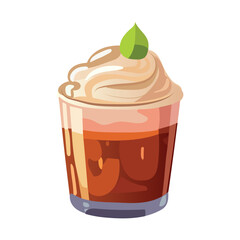 Coffee of colorful set. A playful cartoon design of a coffee mug, complete with a latte's artistic swirls. Vector illustration.