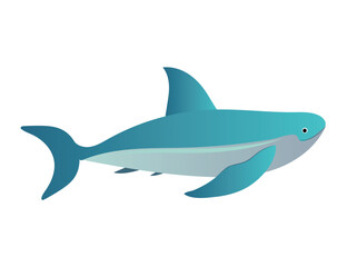 Sea dweller of colorful set. This striking illustration showcases a meticulously designed marine habitat, with a menacing shark at its center. Vector illustration.