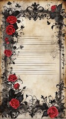 Frame with roses in vintage, Gothic style