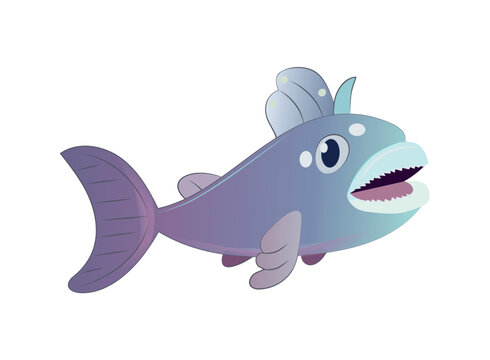Sea dweller of colorful set. An artful depiction of a marine environment, with a powerful shark as the focal point, beautifully illustrated on a blank white canvas. Vector illustration.