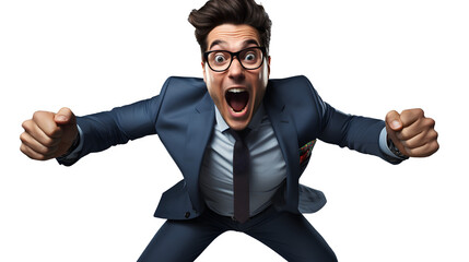 Motivated employee, Cheering, Office attire, PNG, Transparent, No background, Clipart, Graphic, Illustration, Design, Success, Happy, Celebration, Workplace, Corporate, Business, Motivation