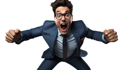 Motivated employee, Cheering, Office attire, PNG, Transparent, No background, Clipart, Graphic, Illustration, Design, Success, Happy, Celebration, Workplace, Corporate, Business, Motivation