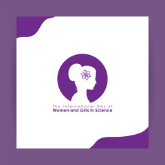 Vector illustration of International Day of Women and Girls in Science social media feed template