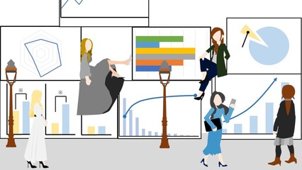 グラフの街の様子のイラスト