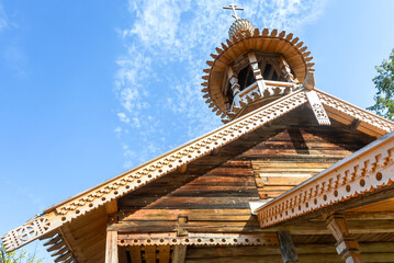 Wooden orthodox church in Vitoslavlitsy village, Veliky Novgorod, Russia
