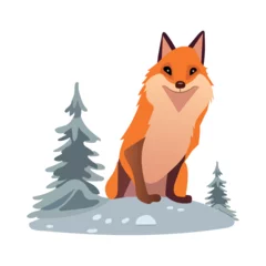 Foto op Canvas Fox of colorful set. This design showcases the clever and cunning nature of a fox, beautifully illustrated in a cartoon style on a timeless white background. Vector illustration. © Andrey