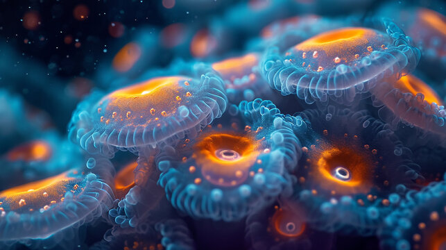 Detailed view of a Cyclospora cayetanensis oocyst under fluorescence microscopy.