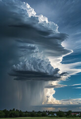 Stunning storm clouds against blue sky, vertical image