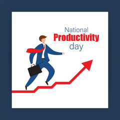 Vector illustration of National Productivity Day social media feed template