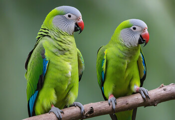 Gorgeous Monk Parakeet Pair in the Garden