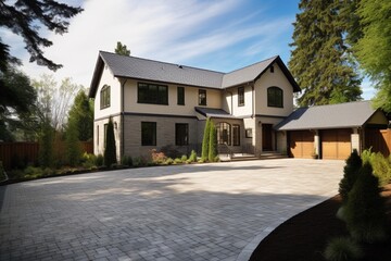 Quintessential English Elegance: Country House Nestled Amidst Flourishing Garden. 