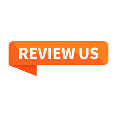 Review Us Orange Rectangle Ribbon Shape For Feedback Information Business Marketing Social Media
