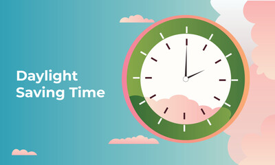 Set the clock to daylight saving time. Vector illustration with message