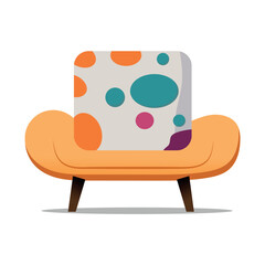 Sofa of colorful set. A charming cartoon design of a stylish sofa brings character and sophistication to living space, set against a pure white backdrop. Vector illustration.
