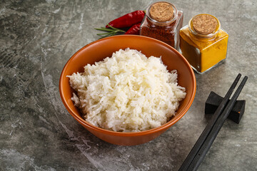 Steamed Basmati rice in the bowl