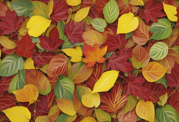 Fototapeta na wymiar Autumn Foliage Background, Colorful Fall Texture