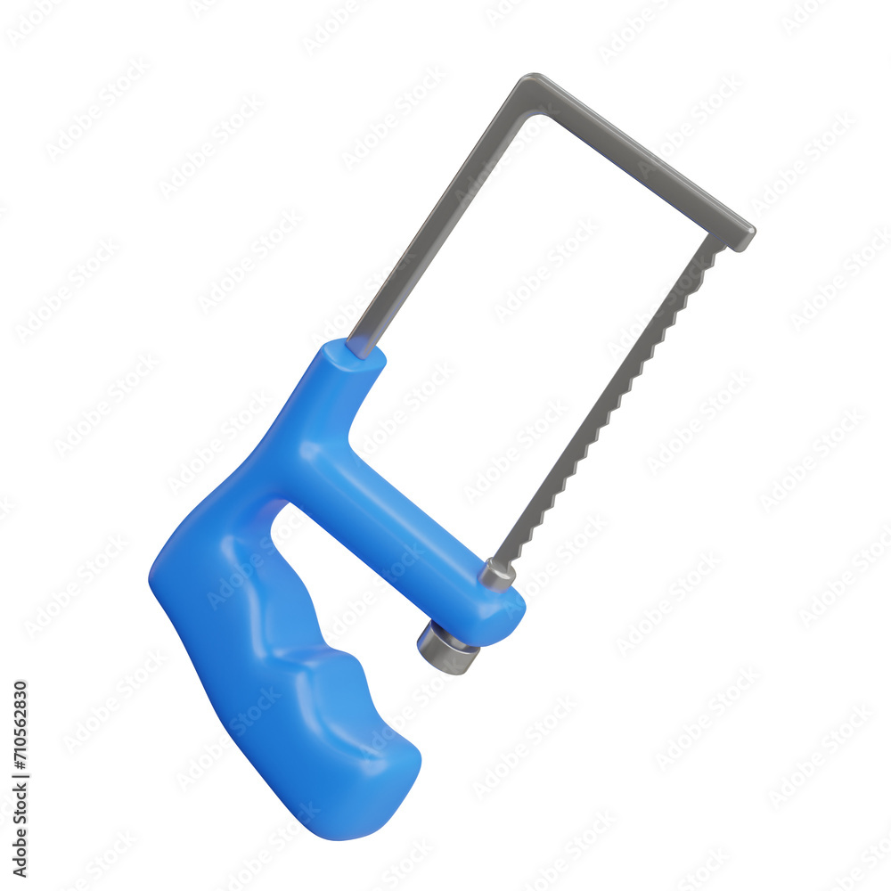 Poster 3d hacksaw model expanding your tool knowledge. 3d illustration, 3d element, 3d rendering. 3d visual