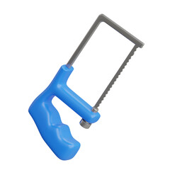 3D Hacksaw Model Expanding Your Tool Knowledge. 3d illustration, 3d element, 3d rendering. 3d visualization isolated on a transparent background