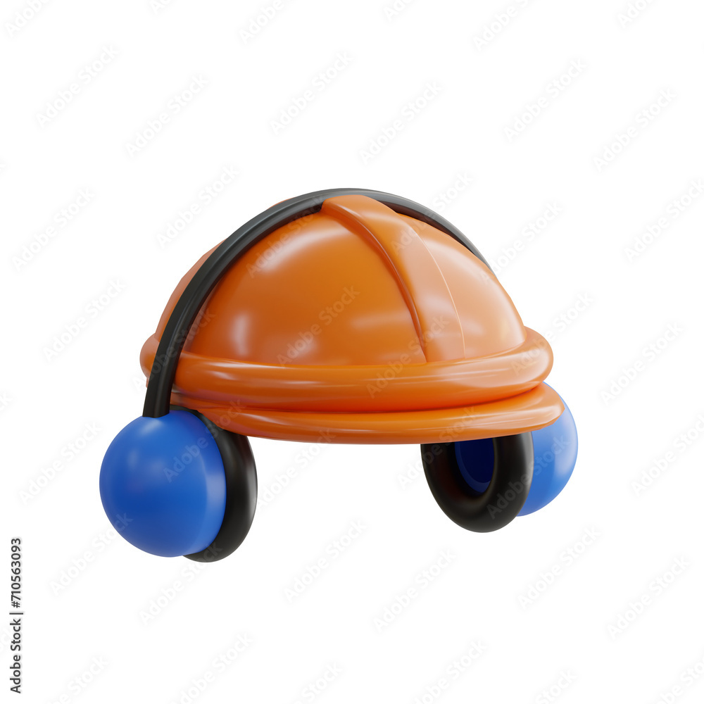 Poster 3d helmet model safety gear for work. 3d illustration, 3d element, 3d rendering. 3d visualization is