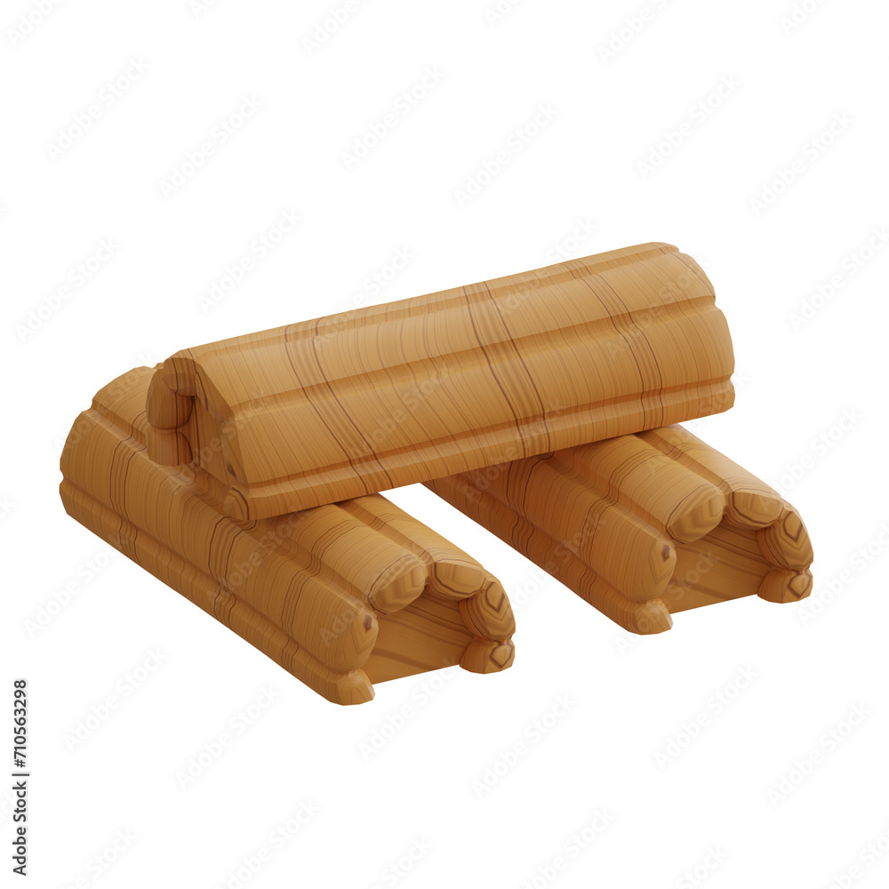 Aufkleber 3d logs model management of wood logs. 3d illustration, 3d element, 3d rendering. 3d visualization i