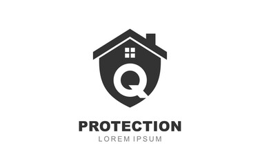 Q Letter House Property logo template for symbol of business identity