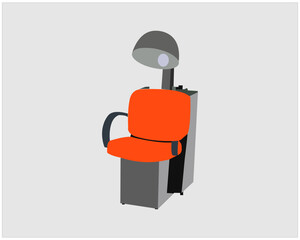 Realistic hairdryer chair for hairdresser salon, barbershop or home usage. Electric barber tool for drying hair and hairdo isolated on light grey background vector illustration.