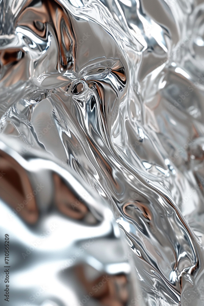 Poster a close-up view of mercury's shiny, reflective surface in liquid form.