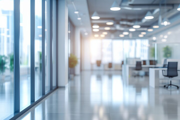 Espacio de Trabajo Difuminado: Fondo de Oficina Moderna