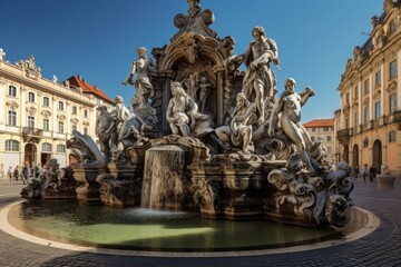 Fountain of Neptune in the Old Town of Prague, Czech Republic