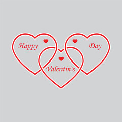 Festive original card, postcard, cover for Valentine's Day. Silhouette of hearts with inscription. Flat. Vector