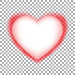 Heart icon on transparent background. Original white heart with red shadow. Vector