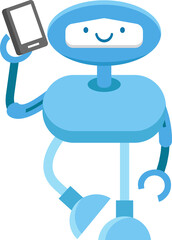 Robot Character Talking on Smartphone
