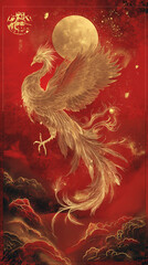 Majestic chinese Phoenix tarot card