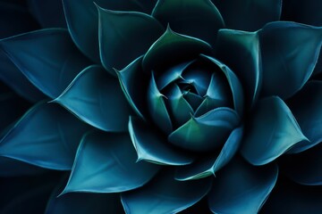 Dark blue toned abstract background with an agave cactus