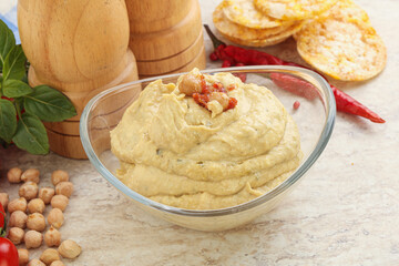 Natural organic chickpea hummus with olive oil