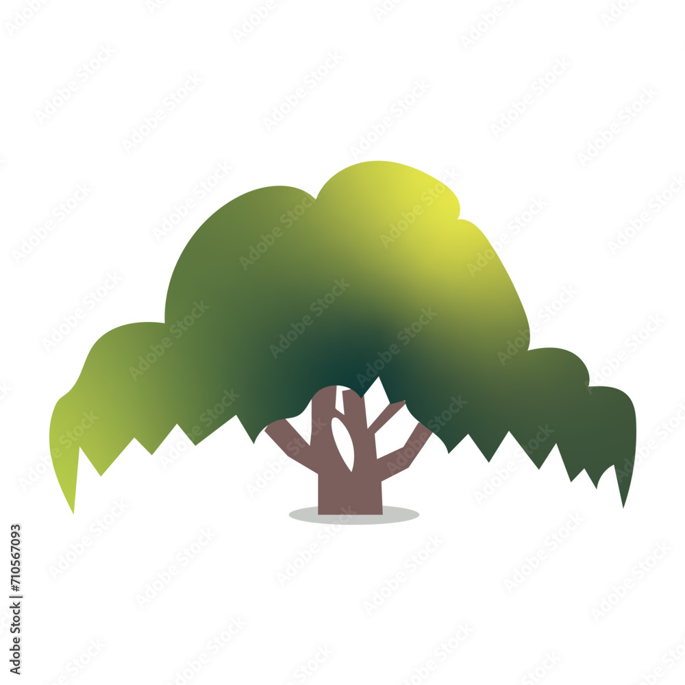 Aufkleber tree of colorful set. the cartoon design of the bush adds a playful and whimsical element, turning a