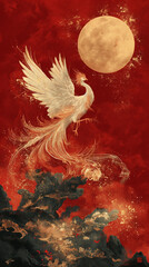Obraz premium Majestic chinese Phoenix tarot card