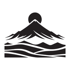 Majestic Peaks Unveiled: A Breathtaking Collection of Mountains Silhouette Stock for Nature Enthusiasts - Nature Silhouette - Mountains Vector
