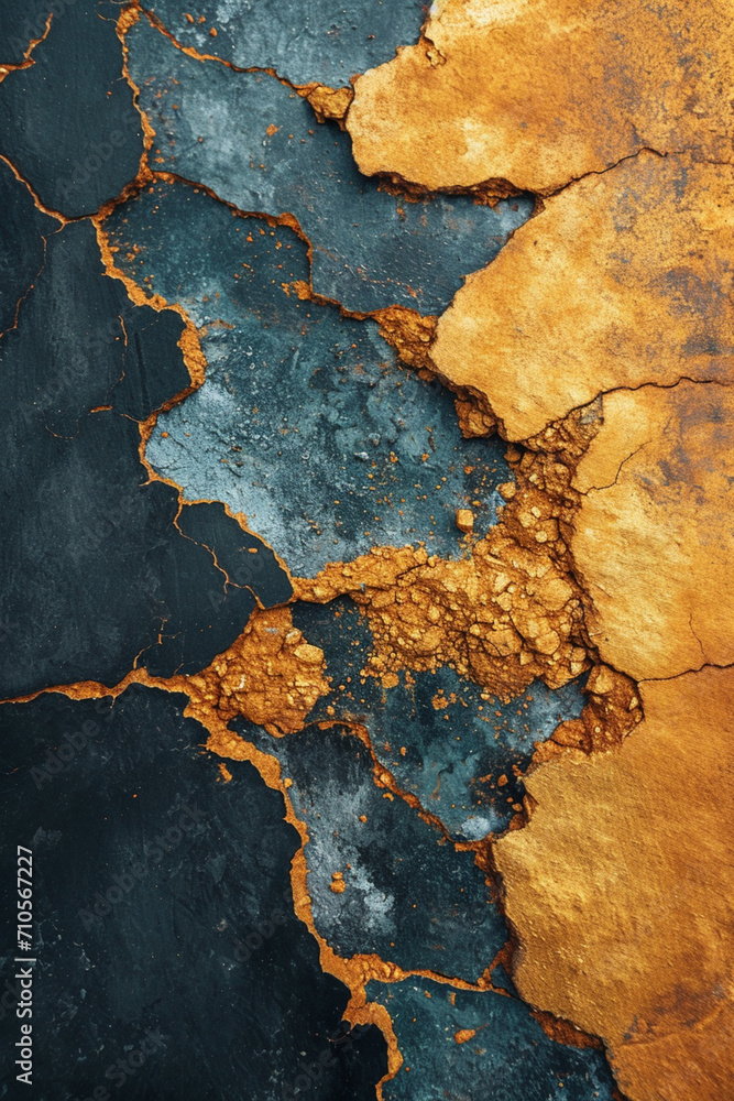 Poster an abstract representation of mercury amalgamation in gold mining.