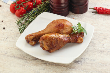 Roasted chicken legs with spicy sauce