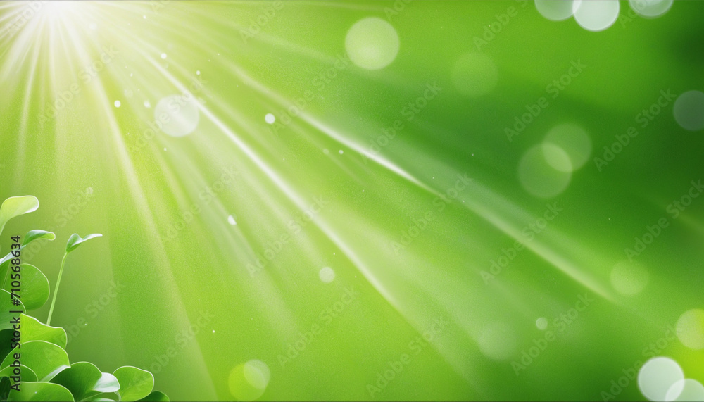 Poster lush green nature backdrop with soft focus foliage and sunlight. natural organic design with space f