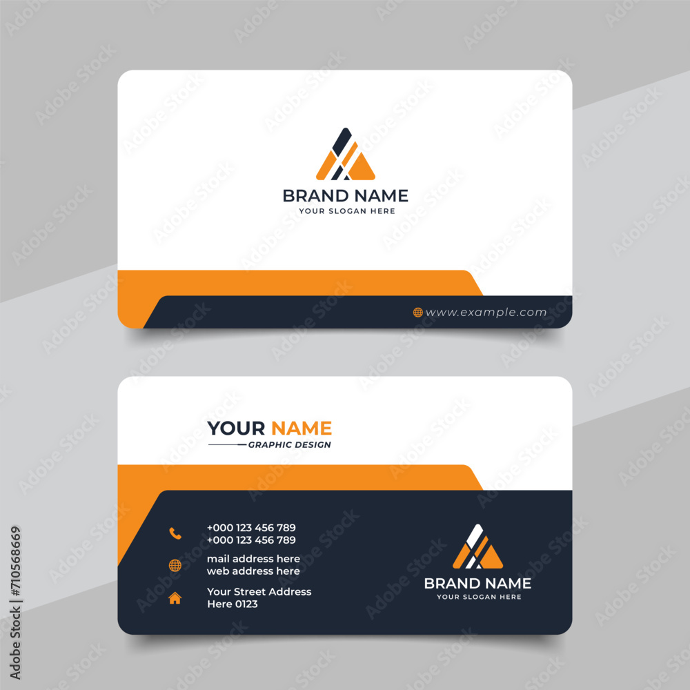 Wall mural yellow modern creative business card and name card horizontal simple clean template vector design