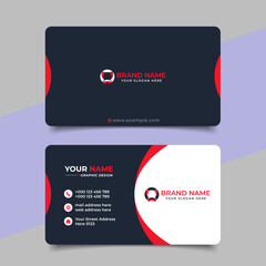 Red modern creative business card and name card horizontal simple clean template vector design