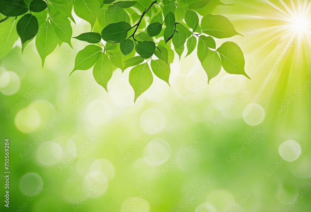 Poster nature-inspired abstract background with soft sunlight and green hues. ideal for advertising designs