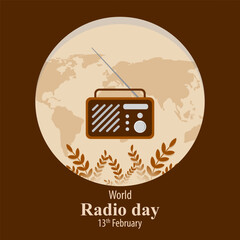 Vector illustration of World Radio Day social media feed template