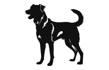 Alabai Dog Vector black Silhouette isolated on a white background
