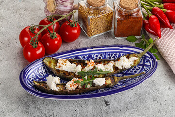 Grilled eggplant with feta cheese